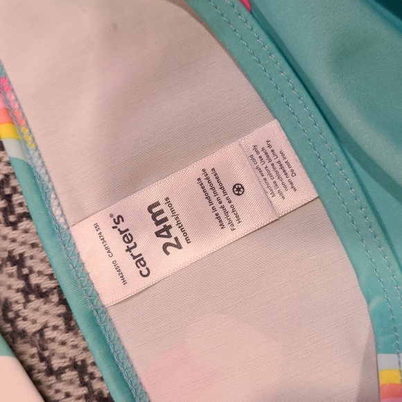 Swimsuit Teal and Bright Rainbows and Dolphin Size 18-24M - Picture 4 of 6